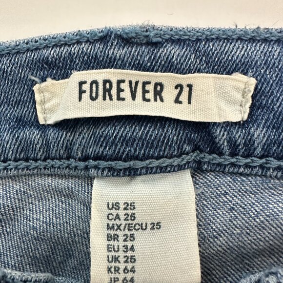 Forever 21 Button Fly Wide Leg Distressed Women's size 25 Dark Blue denim Jeans - Picture 3 of 5